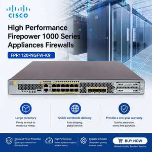 สำหรับไฟร์วอลล์ประสิทธิภาพสูงรุ่น Firepower 1000 Series รุ่น FPR1120-NGFW-K9 รับประกัน 1 ปี มีสินค้าในสต็อก ความเร็วการส่งข้อมูล 2.2 Mpps - Product Image 1