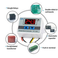 XHW3001 Contrôleur de température numérique Incubateur Relais Led 10a Chauffage Refroidissement 12v 24v 220v Thermostat STC-3001