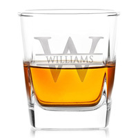 Verre à whisky personnalisé avec logo, carré, 270 ml, cristal soufflé à la main de qualité supérieure, sans plomb, base lourde, pour cadeaux d'entreprise personnalisés