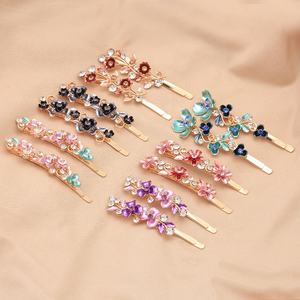 Aksesoris Jepit Rambut Wanita & Anak Perempuan 6 Model Bling Berhias Berlian Imitasi Warna Emas Metalik Warna-warni, Jepit Rambut Lengkung Motif Bunga, Jepit Rambut Bunga - Product Image 2