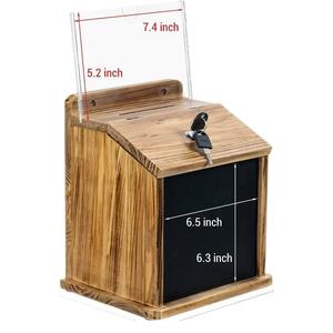 Buzón de sugerencias retro de madera con cerradura de 6.5x6.3x7.4 pulgadas, montado en la pared, para donaciones y votaciones - Product Image 1