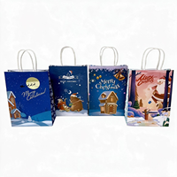 Sac en papier kraft vert de Noël en stock, 120 g/m², recyclable, avec poignée découpée, idéal pour les paniers de supermarché et de magasin