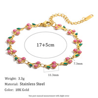 Songfu Custom 18K verguld roestvrijstalen armband met kersen emaille, zoete mode armband voor dames