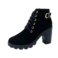 Bottes pour femmes à talon épais et boucle métallique, vente directe d'usine, grandes tailles
