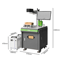 Machine de marquage laser UV Galvo 3D de bureau à refroidissement par eau haute puissance 30W 355nm pour le marquage rotatif de carafes en verre et de verres en cristal