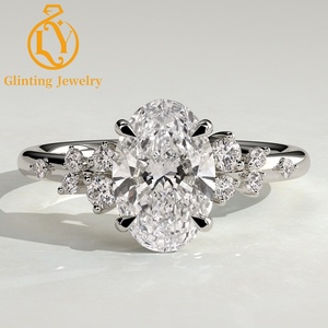 Anillos de Diamantes Cultivados en Laboratorio Personalizados, Certificados por IGI, 2ct, Corte Ovalado, Solitario con Garras, Piedras en el Hombro, Anillo de Compromiso, Oro Sólido de 14K - Product Image 1