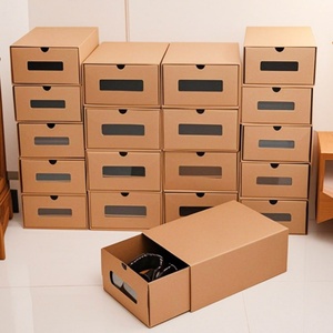 Baoren Wholesale Kraft Paper Drawer Shoe Storage <b>Boxes</b> with Clear Window Recyclable for Shoes Clothing Organization <b>Boxes</b> - Product Image 2