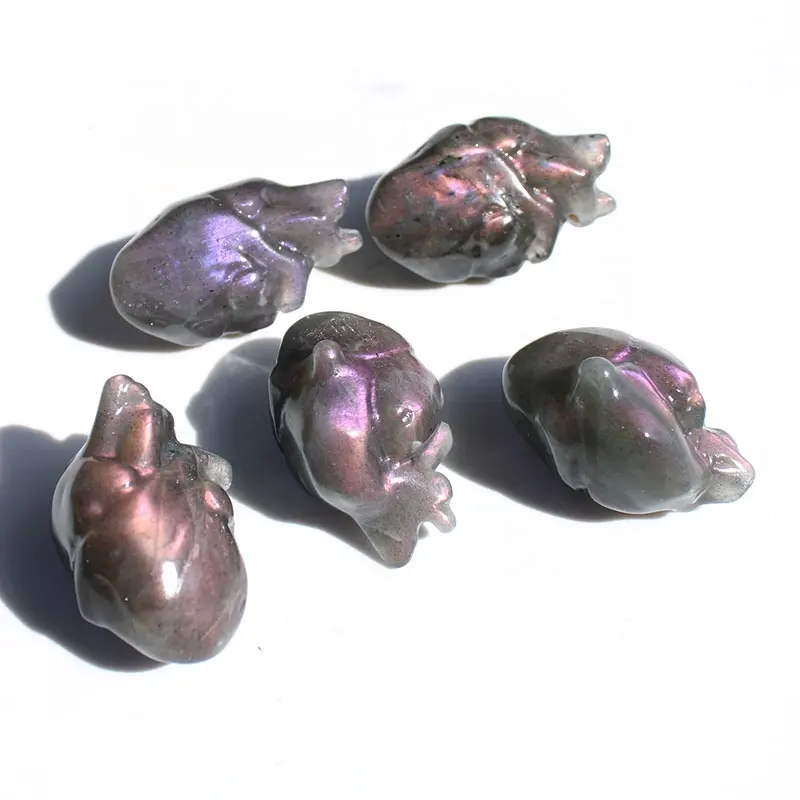 Wholesale Flashy Purple Labradorite Hearts For Sale Healing Crystal Carved Heart