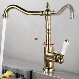 Bán Buôn Antique <span class=keywords><strong>Brass</strong></span> Vòi Nước Nhà Bếp Xoay Bồn Rửa Nhà Bếp Tap Sàn Gắn Phòng Tắm Lưu Vực Vòi Nước Gốm Xử Lý Nóng Lạnh Tap - Product Image 3
