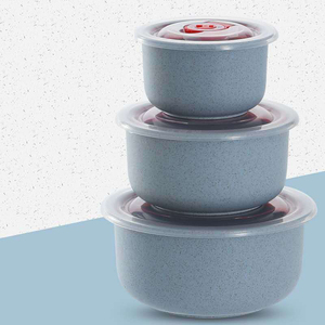 3個セット 麦わらエコフレンドリー子供用食器セット 300ml 500ml 900ml 日付表示付き食品保存容器 食器キット ギフト - Product Image 5