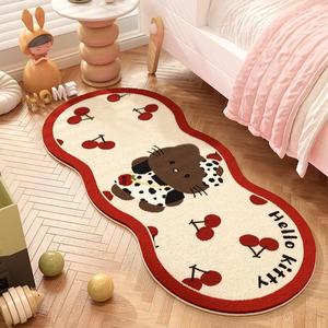 Tapis en fausse fourrure de cachemire Hello Kitty, forme ondulée, motif original, facile à nettoyer, pour chambre à coucher, salon, usage domestique - Product Image 2