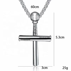Collar de béisbol <span class=keywords><strong>para</strong></span> hombre con colgante de Cruz de acero inoxidable creativo, joyería deportiva única, regalo <span class=keywords><strong>para</strong></span> él, artesanías cruzadas - Product Image 6