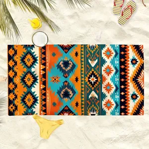 Serviette de plage en coton pur ultra absorbante, personnalisée avec un motif, super confortable, avec poche - Product Image 2