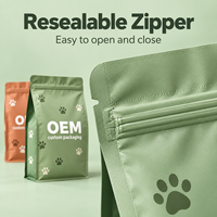 Sacs d'emballage personnalisés pour aliments pour chats et chiens de 1 kg, 5 kg, 10 kg, 15 kg, 20 kg, pochettes verticales à fond plat avec fermeture éclair