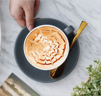 Ensemble de tasses à thé et sous-tasses blanches, en céramique personnalisée, tasses cappuccino, vente en gros, 6 pièces