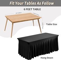 Nappe extensible en spandex, ajustée et élastique, pour tables rectangulaires de 6 pieds, housse de table lavable pour mariage en extérieur