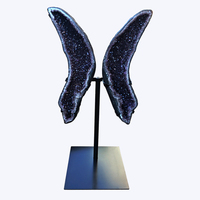 Pierre naturelle d'Uruguay : Grande grappe de cristaux de quartz, géode papillon en améthyste, avec ange sculpté, pour décoration Feng Shui, technique brute, à vendre