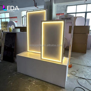 LEDA Custom Logo Wedding Welcome Sign Led Light <b>Frame</b> Wedding Hall Decoration White Backdrop Stand Party Banquet New Arrival - Product Image 1
