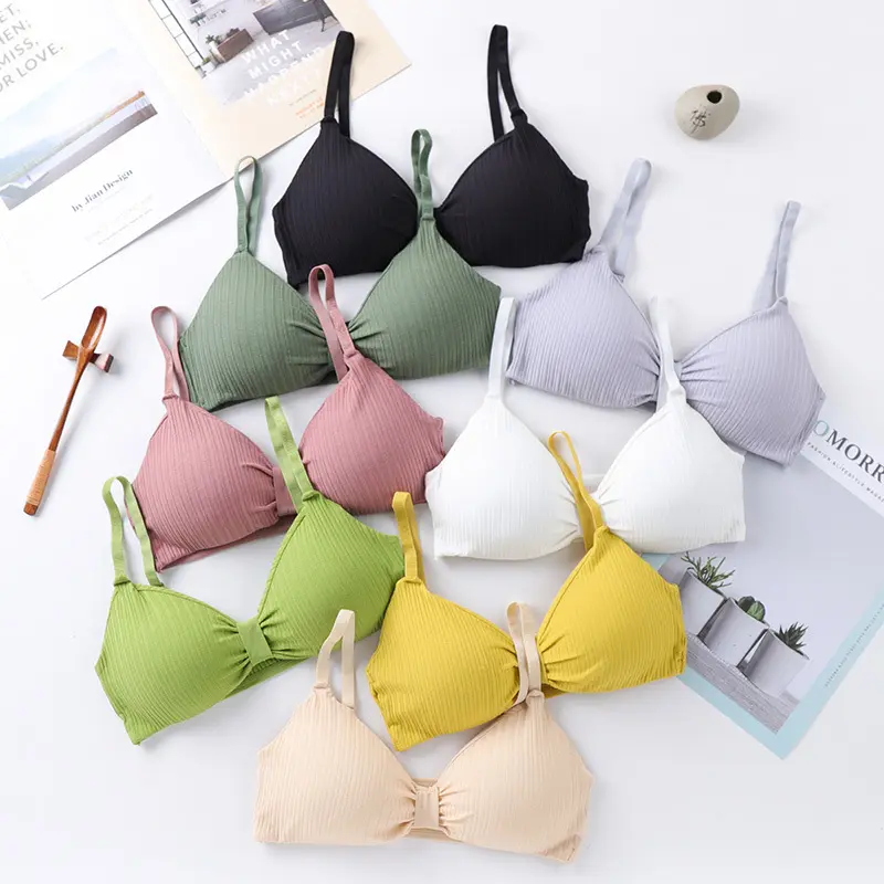 Reggiseno Sexy della nuova ragazza del filo giapponese per il modello bella cinghia posteriore con imbottitura sul petto reggiseno alla moda per le ragazze reggiseno senza fili della ragazza della scuola