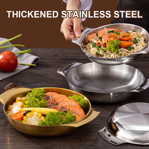 Commercial Korean Cookware Various Sizes Seafood Pot Stainless Steel Double Ear Gold <strong>Paella</strong> <strong>Pan</strong> - Product Image 5
