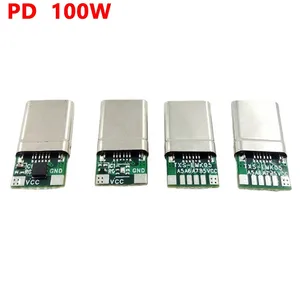 Conector macho usb, usb 3.1 tipo-c pd 100w 8 pinos adaptador para solda e cabo 20v 5a alta corrente suporte placa pcb