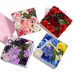 Valentine'S Day Gift Mom Flower Box Pink Flowers Lovely Gift Women Soap Flowers