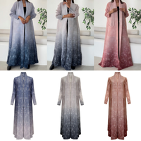 Cardigan long plissé ombré à devant ouvert, élégant et modeste, manteau maxi pour femmes, couvre-vêtement élégant pour les soirées, abaya musulmane