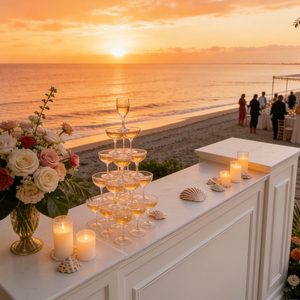 طاولة بار مربعة مخصصة من خشب البلوط الصلب مطلية باللون الأبيض لحفلات الزفاف والمناسبات - Product Image 3