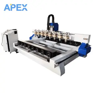 APEX 8 heads rotary 4 axis cnc router woodworking machine 3d multi spindles wood engraver machine