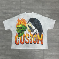 T-shirt graphique jumbo personnalisé avec impression DTG, coupe ample et surdimensionnée, effet délavé au soleil, lavage à l'acide, pour hommes