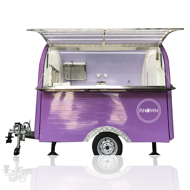 OEM Hot Selling Violet maßge schneiderte 220cm Länge mobile Food Trailer für Fast-Food-Cart-Truck
