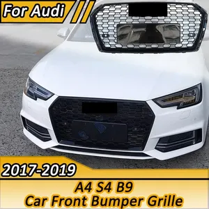 <b>For</b> B9 2017 2018 2019 Upgrade RS4 Style Car Front Bumper <b>Mesh</b> Honeycomb Hood <b>Grille</b> Trim Guard Protector Accessories - Product Image 1