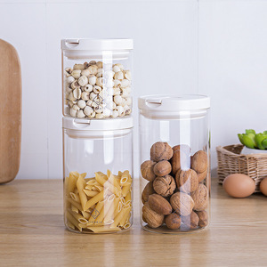 Pot de conservation <span class=keywords><strong>hermétique</strong></span> en verre transparent avec logo personnalisé, 600 ml-1200 ml, pour aliments secs, avec anneau de scellage et couvercle en plastique détachable pour la cuisine - Product Image 1