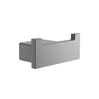 Ensemble de 5 accessoires de salle de bain en métal gris, comprenant un double porte-serviettes carré, un porte-serviettes simple, un porte-papier toilette et un kit de crochets