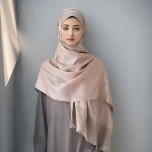Da donna con motivo Jacquard motivo Paisley floreale stile Jacquard Hijab scialle con motivo Hijab stile malaysiano africano scialle con nappe crude - Product Image 2