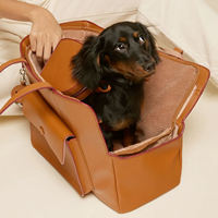 Sac à dos de transport pour chien en cuir végétalien de luxe personnalisé pour petits chiens, souple, grande capacité, avec bandoulière réglable