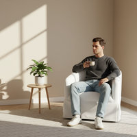 Ensemble de 2 fauteuils pivotants à 360 degrés en tissu avec structure en bois, fauteuils modernes en forme de baril, meubles pour la maison, salon, chambre, bureau à domicile