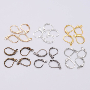 Metal D Shape Spring French Earring Hooks For Earring Making Silver Gold Antique <b>Bronze</b> Rhodium Gunmetal Plated Copper Findings - Product Image 3