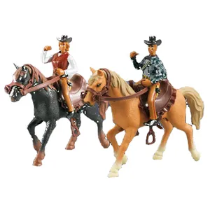 Ensemble de modèles d'animaux de <span class=keywords><strong>ferme</strong></span> en PVC cool, cheval en plastique de simulation, cavalier western, <span class=keywords><strong>chevalier</strong></span>, jouets d'animaux réalistes en plastique pour enfants - Product Image 1