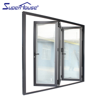 Stores encastrés modernes classiques noirs, portes pliantes en aluminium à économie d'énergie, porte extérieure pliante, design accordéon