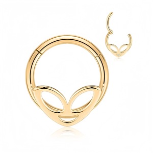 Alien Face <b>Nose</b> Ring 316 Stainless Steel Gold Color Piercing Jewelry For <b>Nose</b> <b>Stud</b> - Product Image 1