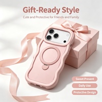 Coque Mignonne à Bords Ondulés avec Anneau Rotatif à 360° Antichoc en TPU+PC pour iPhone 18/17/15 Pro Max – Vente en Gros, Logo Personnalisé OEM