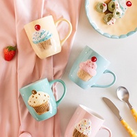 Trianglelyi — vaisselle en céramique gâteau peint à la main, jolis plats en céramique, tasse d'assiettes de fête d'anniversaire, plats mignons de dessin animé