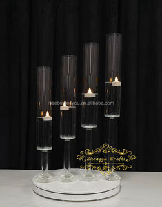 Candelabro de 10 Brazos con Precio de Fábrica al por Mayor, Candelero de Cristal con Tubo de Vidrio Moderno de Tallo Largo, Centro de Mesa para Boda - Product Image 6