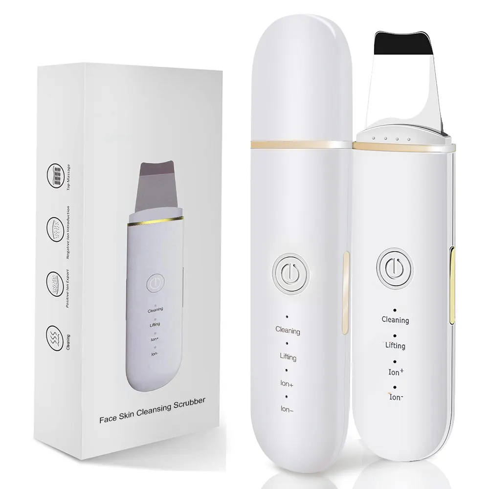 2022 Personal Care Home Use Acne Treatment Pore Cleaner Ion Ultrasonic Blackhead Removal Machine Skin Scrubber