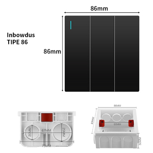 Black Double Wall <b>Switch</b> Panel <b>Touch</b> Socket <b>Switch</b> for Residential General Purpose Customizable - Product Image 3