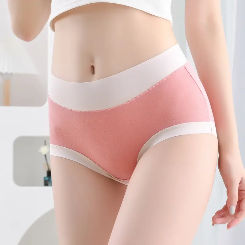 New non-trace ladies mid-waist large size breathable naked feeling silk crotch belly lift hip briefs color underwear women