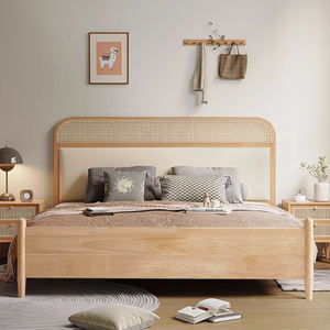 <span class=keywords><strong>Letto</strong></span> in Legno Massello e Rattan Stile Moderno e Lussuoso con Installazione Gratuita in Loco per Case Vacanza e Letti <span class=keywords><strong>Divano</strong></span> Commerciali - Product Image 1