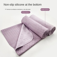 Serviette de yoga en polaire double face, antibactérienne, douce pour la peau, antidérapante, avec envers en silicone, absorbant la transpiration, pour le commerce transfrontalier