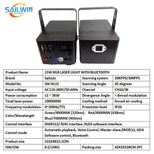 Proyector de Luz Láser RGB 3D ILDA de 15W, Iluminación para DJ, Escenarios, Clubes, Eventos, Bares, Actuaciones en Vivo, Festivales y Celebraciones (Stock Europeo) - Product Image 4